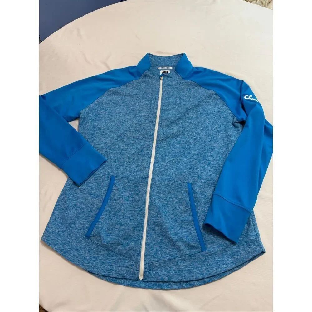 FootJoy Womens Full Zip Jacket XL Activewear Golf Athleisure Blue Thumbhole